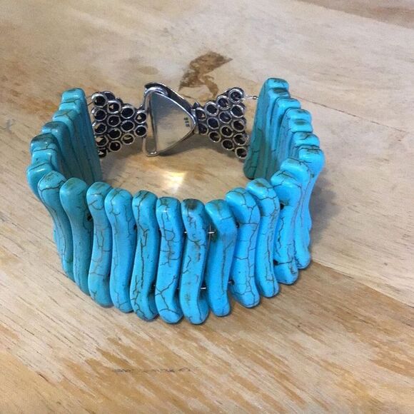 Bracelet, Turquoise & Sterling Silver Bracelet, NEW, 8.5", Handmade, Artisan - Picture 4 of 8